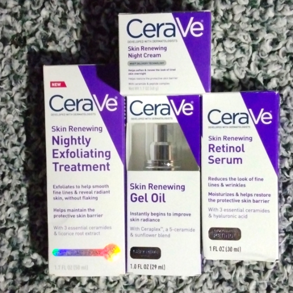 CeraVe Quad - eye cream, night exfoliating retinol serum, & Gel Oil